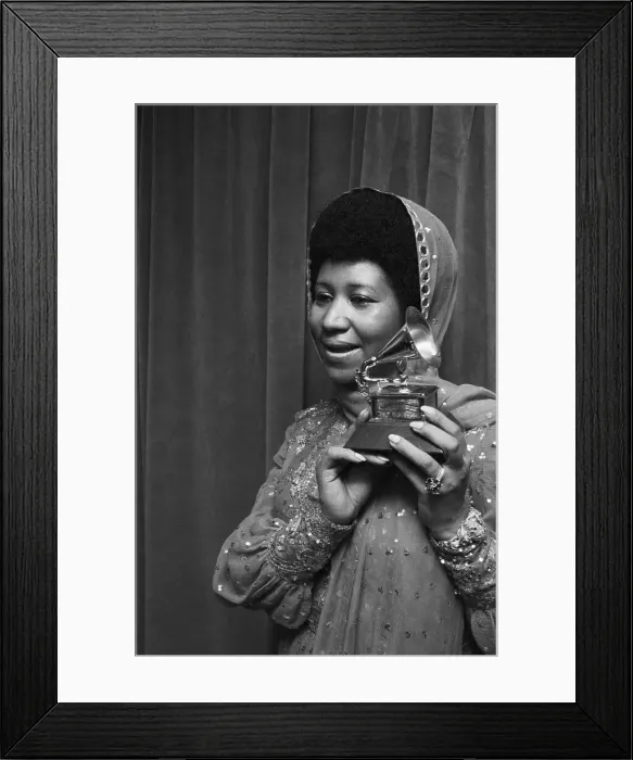 Framed Print : Aretha Franklin Holding Grammy Framed Print : Aretha Franklin Holding Grammy