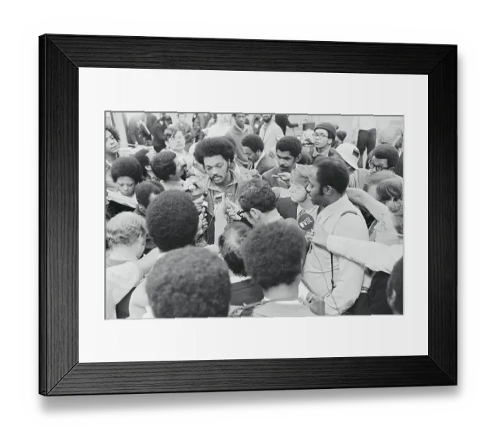 Framed Print : Press Interviewing Attendee of National Black Political Convention Framed Print : Press Interviewing Attendee of National Black Political Convention
