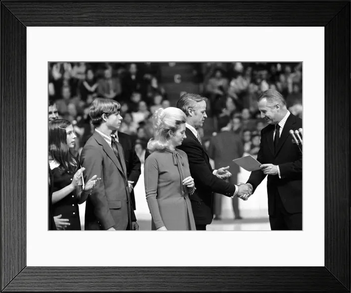 Framed Print : Spiro Agnew Giving Gordon Howe a Letter Framed Print : Spiro Agnew Giving Gordon Howe a Letter
