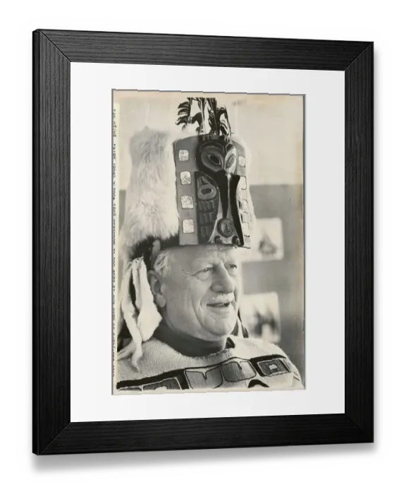 Framed Print : Roland Michener Wearing Tlingit Headdress and Robe Framed Print : Roland Michener Wearing Tlingit Headdress and Robe