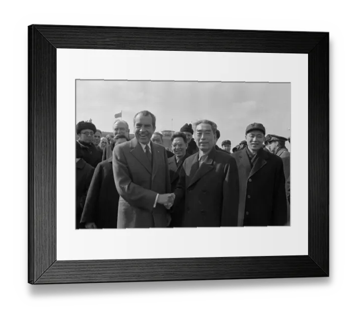Framed Print : Chou En-Lai And Nixon Shake Hands Goodbye Framed Print : Chou En-Lai And Nixon Shake Hands Goodbye
