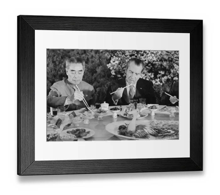 Framed Print : President Nixon Eating With Chopsticks Framed Print : President Nixon Eating With Chopsticks