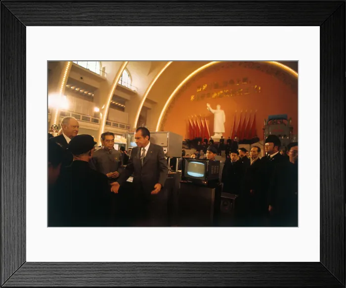 Framed Print : Richard Nixon and Reporters