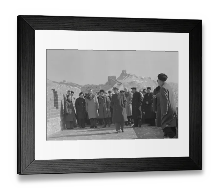 Framed Print : President Nixon and Group Standing Below Chinese Wall