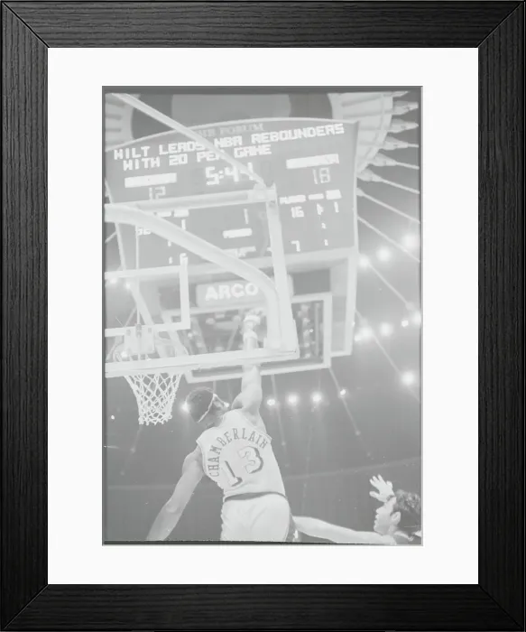 Framed Print : Wilt Chamberlain Knocking Down Ball