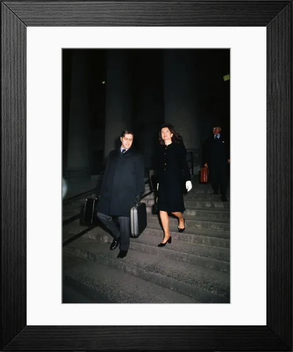 Framed Print : Jacqueline Kennedy Onassis and Escort Walking Down Steps Framed Print : Jacqueline Kennedy Onassis and Escort Walking Down Steps