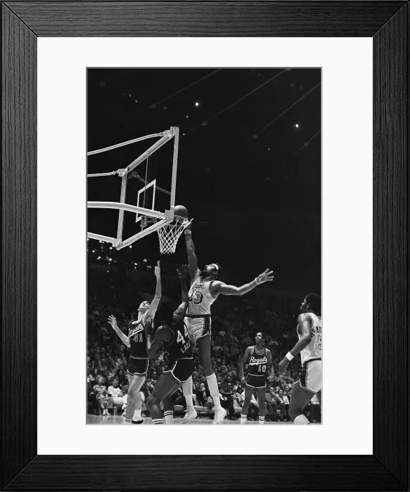 Framed Print : Wilt Chamberlain Making Basket Framed Print : Wilt Chamberlain Making Basket