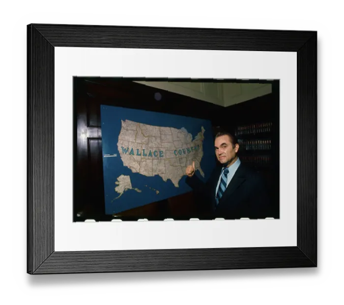 Framed Print : George C. Wallace Pointing to Map Framed Print : George C. Wallace Pointing to Map