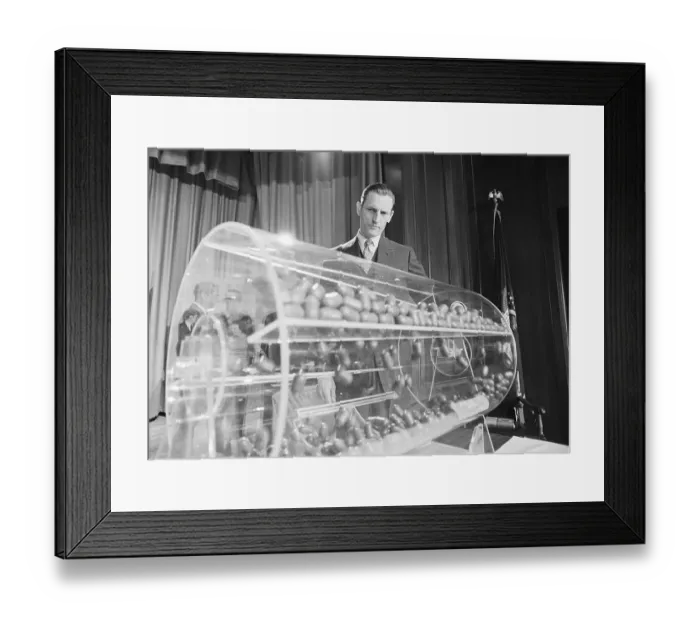Framed Print : Curtis Tarr Spinning Draft Lottery Drum Framed Print : Curtis Tarr Spinning Draft Lottery Drum