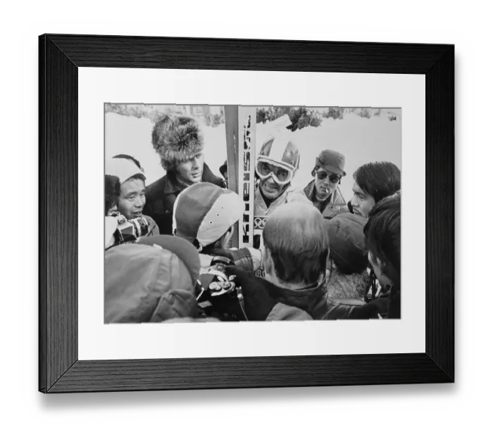 Framed Print : Karl Schranz Speaking to Press Framed Print : Karl Schranz Speaking to Press