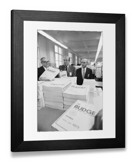 Framed Print : George Shultz Looks at Nixon's Budget