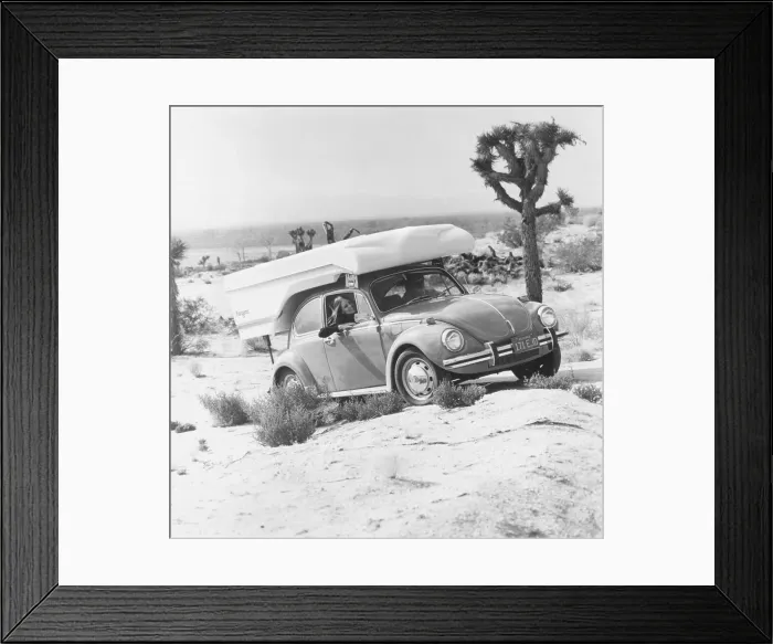Framed Print : Volkswagen Bug with Kangaroo Camper Framed Print : Volkswagen Bug with Kangaroo Camper