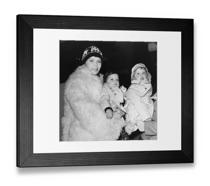 Framed Print : Mia Farrow with Her Small Children at Airport Before Leaving for Flight Framed Print : Mia Farrow with Her Small Children at Airport Before Leaving for Flight