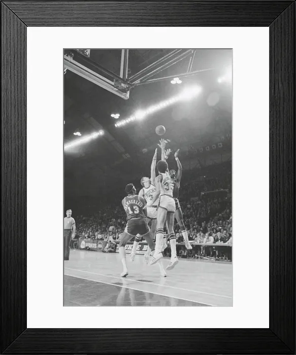 Framed Print : Jim McMillen Shooting Over Players