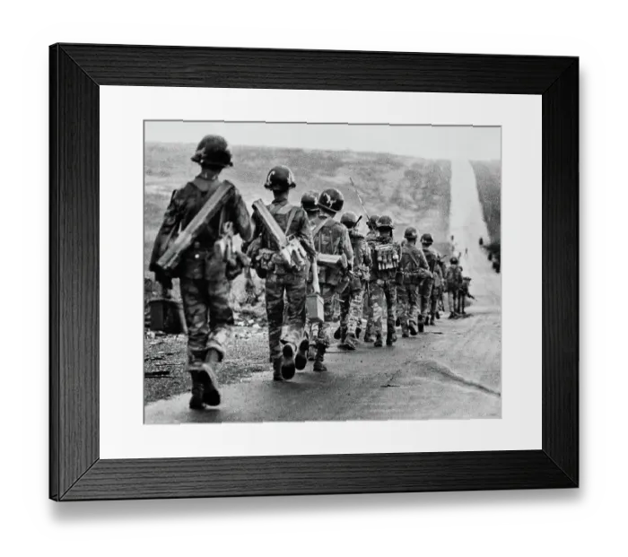 Framed Print : South Vietnamese Troops March along Highway 13 Framed Print : South Vietnamese Troops March along Highway 13