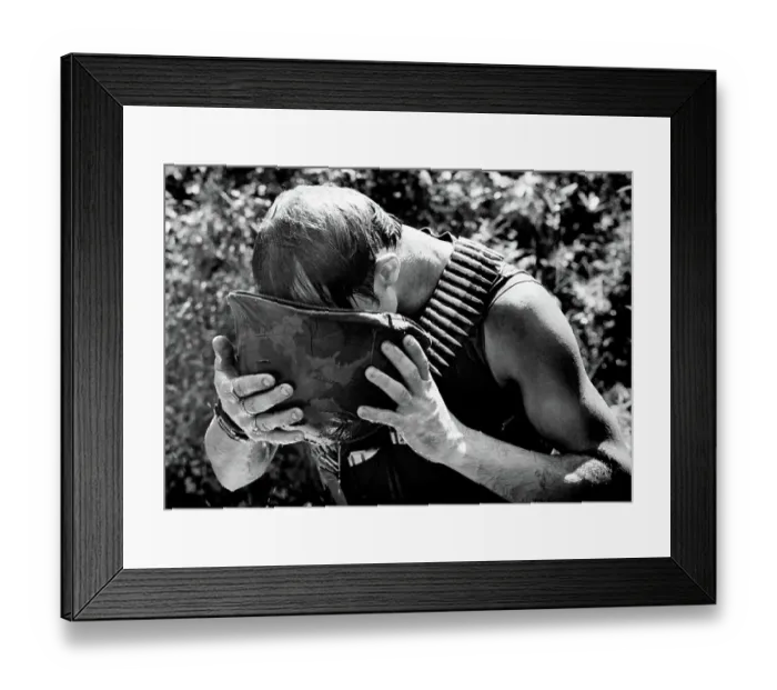 Framed Print : American soldier drinks from helmet Framed Print : American soldier drinks from helmet