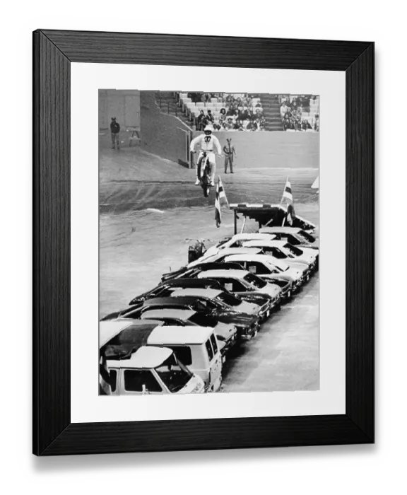Framed Print : Evel Knievel Jumping 15 Cars Framed Print : Evel Knievel Jumping 15 Cars