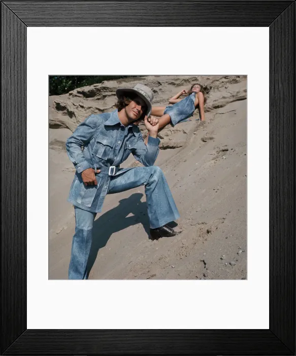 Framed Print : Robert Chernin In Denim Safari Outfit Framed Print : Robert Chernin In Denim Safari Outfit