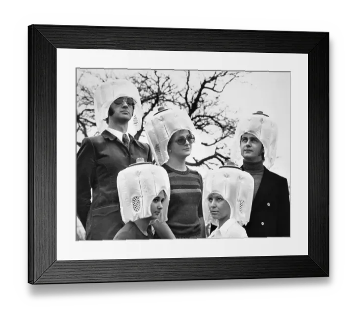Framed Print : People Wearing Hair Drying Device Framed Print : People Wearing Hair Drying Device