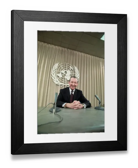 Framed Print : Kurt Waldheim at News Conference Framed Print : Kurt Waldheim at News Conference