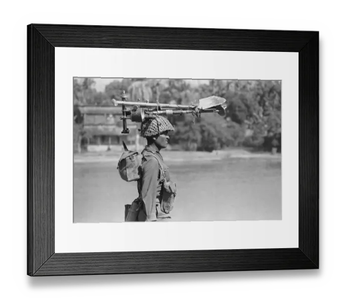 Framed Print : Indian Soldier Walks, Gear On Head Framed Print : Indian Soldier Walks, Gear On Head
