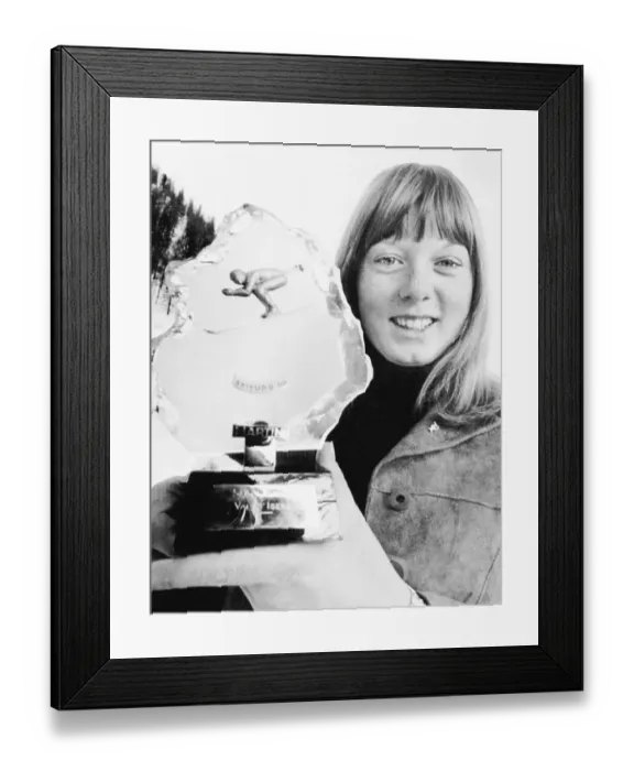 Framed Print : Annemarie Proell Holding Ski Trophy Framed Print : Annemarie Proell Holding Ski Trophy