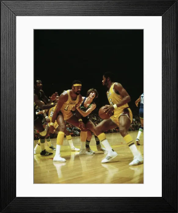Framed Print : Wilt Chamberlain Blocking Pete Maravich Framed Print : Wilt Chamberlain Blocking Pete Maravich