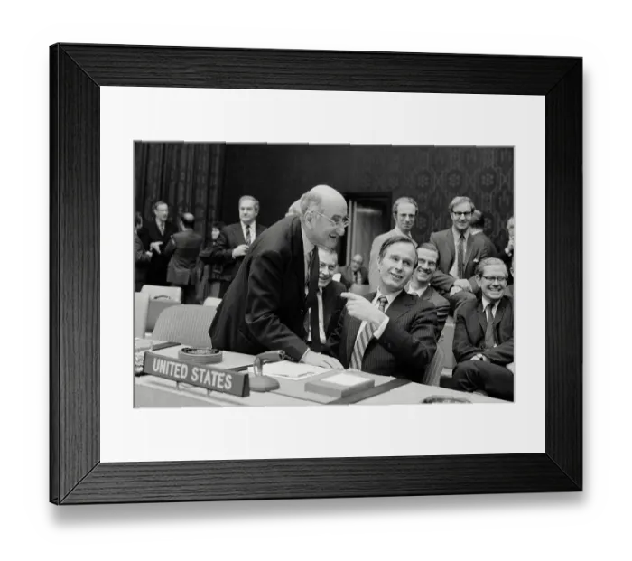 Framed Print : George Bush Pointing to Jamil Baroody Framed Print : George Bush Pointing to Jamil Baroody