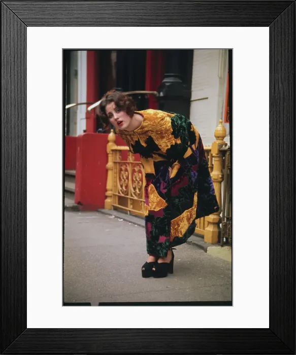 Framed Print : Lorna Loft Modeling Long Colorful Cape Framed Print : Lorna Loft Modeling Long Colorful Cape