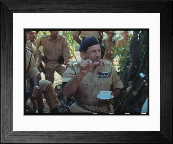 Framed Print : Pakistanian Army General Outdoors with Soldiers Framed Print : Pakistanian Army General Outdoors with Soldiers