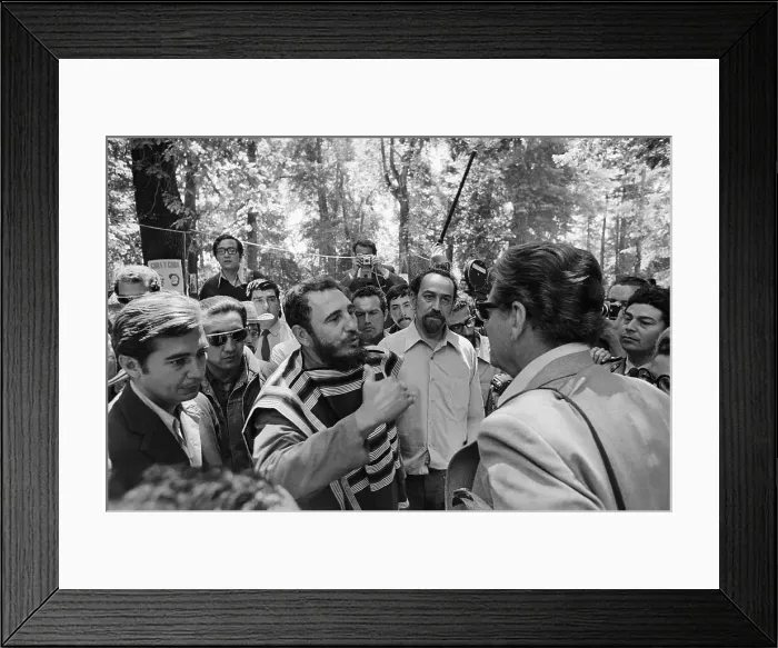 Framed Print : Fidel Castro Trying on Native Gift Framed Print : Fidel Castro Trying on Native Gift