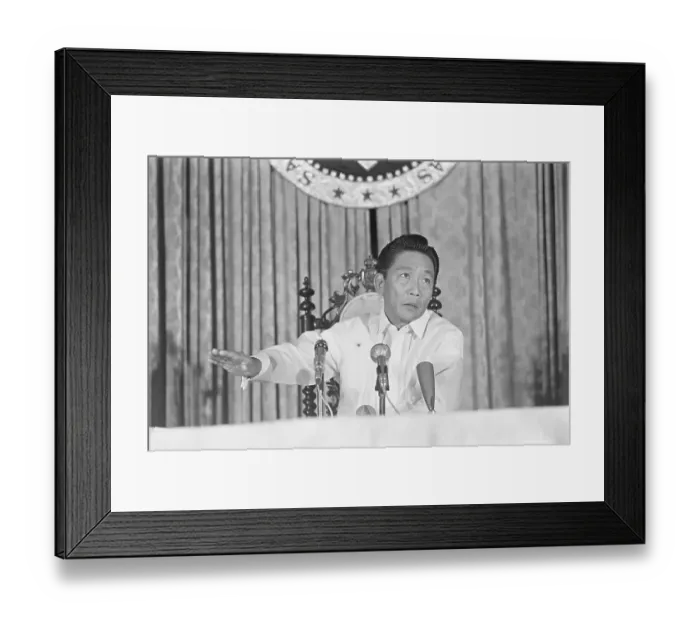 Framed Print : Ferdinand Marcos Speaking to Newsmen Framed Print : Ferdinand Marcos Speaking to Newsmen