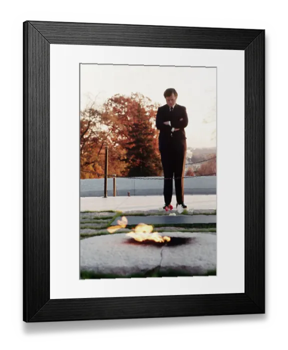 Framed Print : Ted Kennedy at Grave of JFK Framed Print : Ted Kennedy at Grave of JFK