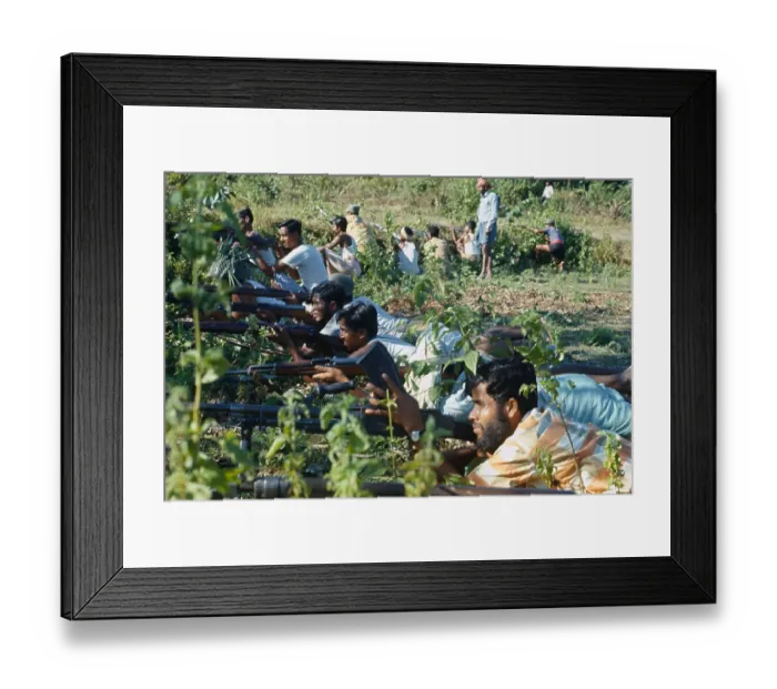 Framed Print : Soldiers Aiming Weapons on the Ground Framed Print : Soldiers Aiming Weapons on the Ground