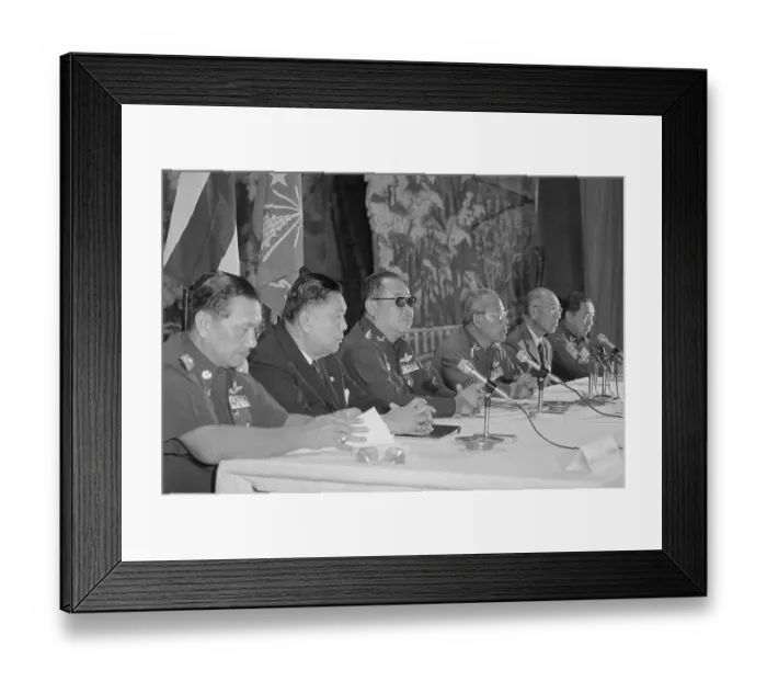 Framed Print : Thanon Kittikachorn with Others at Press Conference Framed Print : Thanon Kittikachorn with Others at Press Conference
