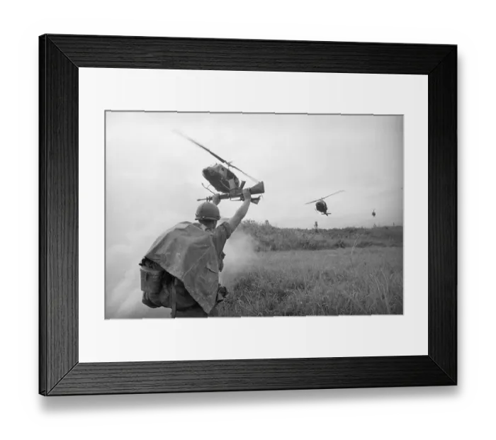 Framed Print : Soldier Signaling to Helicopter Framed Print : Soldier Signaling to Helicopter