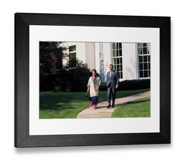 Framed Print : Richard Nixon and Indira Gandhi Outside White House Framed Print : Richard Nixon and Indira Gandhi Outside White House