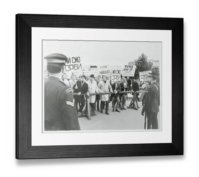 Framed Print : Demonstrators Standing Behind Barricades Framed Print : Demonstrators Standing Behind Barricades