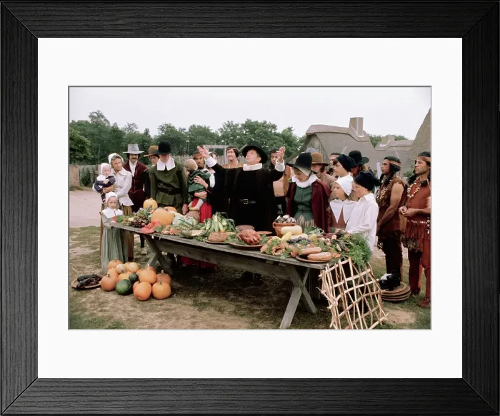 Framed Print : Reenactment of First Thanksgiving Dinner Celebration Framed Print : Reenactment of First Thanksgiving Dinner Celebration