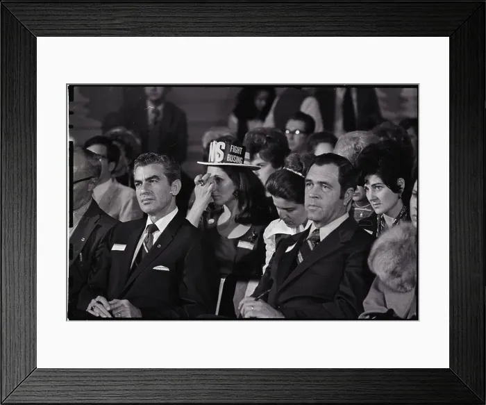 Framed Print : Leaders of Anti-Busing Groups at House Framed Print : Leaders of Anti-Busing Groups at House