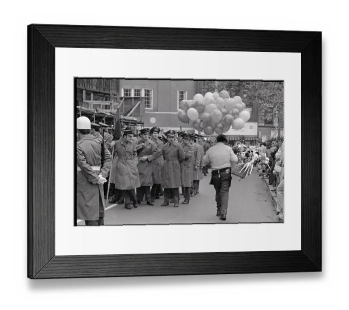 Framed Print : Soldiers Watch Peddler W / Peace Balloons Framed Print : Soldiers Watch Peddler W / Peace Balloons