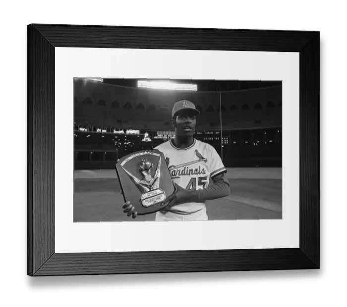 Framed Print : Bob Gibson Holding Award Framed Print : Bob Gibson Holding Award