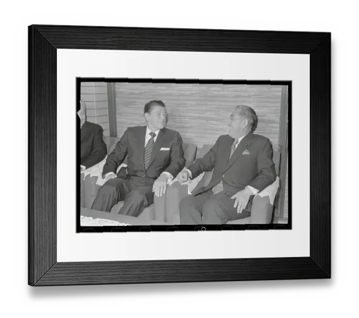 Framed Print : Ronald Reagan Speaking with Eisaku Sato Framed Print : Ronald Reagan Speaking with Eisaku Sato