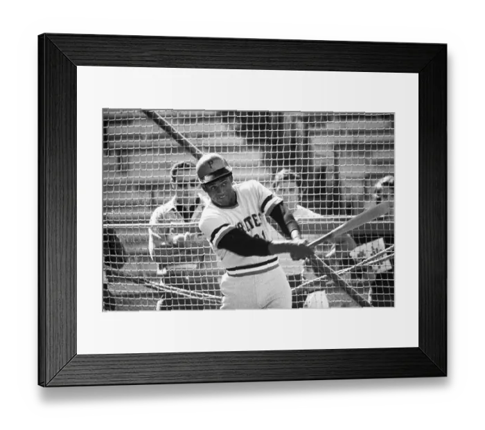 Framed Print : Roberto Clemente Taking Batting Practice