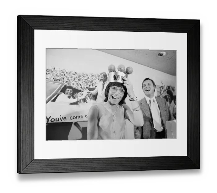 Framed Print : Billie Jean King Wearing a Tennis Crown Framed Print : Billie Jean King Wearing a Tennis Crown