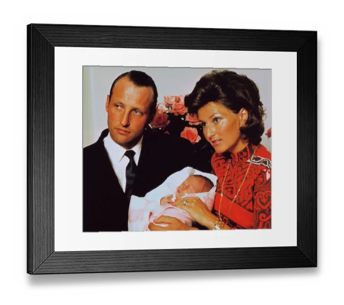 Framed Print : Prince Harald with Wife and Newborn Daughter