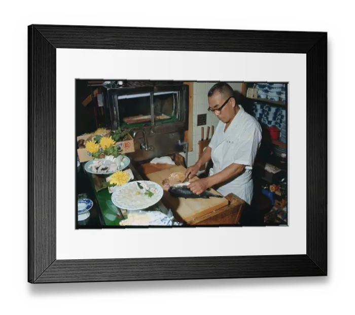 Framed Print : Chef Preparing Globefish Framed Print : Chef Preparing Globefish