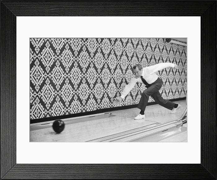 Framed Print : President Nixon Bowling in White House Lanes Framed Print : President Nixon Bowling in White House Lanes