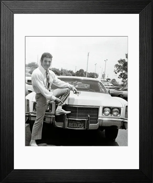 Framed Print : Jack LaLanne Posing with His Car Framed Print : Jack LaLanne Posing with His Car