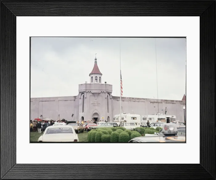 Framed Print : Flag at Half Staff at Correctional Facility Framed Print : Flag at Half Staff at Correctional Facility